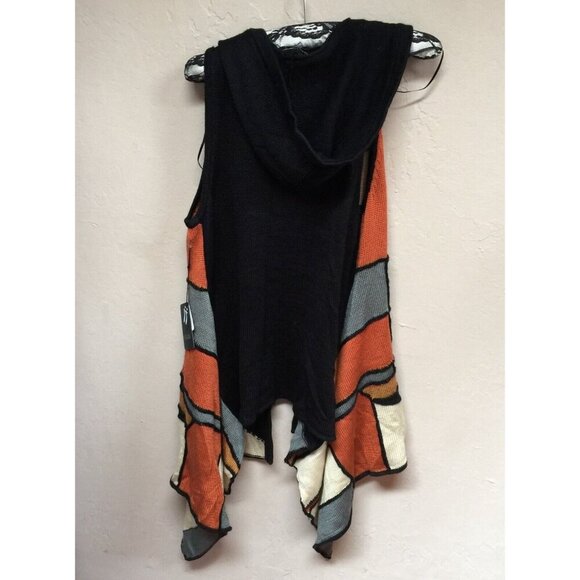 Sisters Women's Medium Hooded Colorblock Vest Cardigan Sweater in Multicolor New - Picture 2 of 8